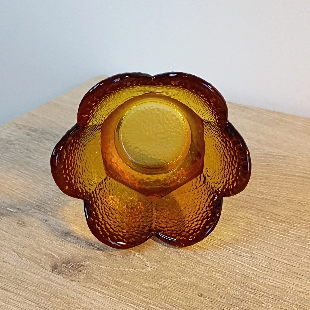 Viking Amber Gold Pressed Flower Tea Light Holder